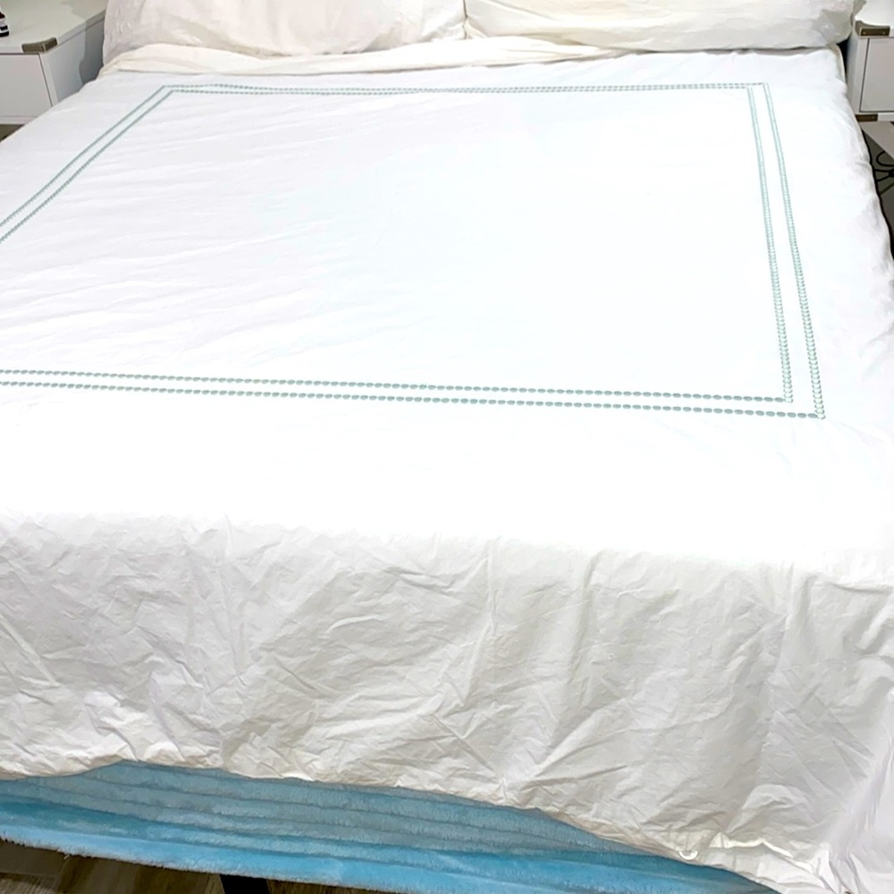 Pottery barn full/queen embroidered frame design duvet cover